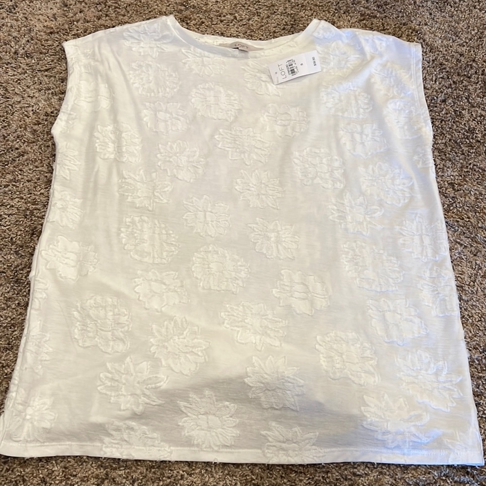 LOFT white sleeveless t shirt. NWT
